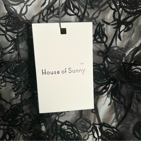 🆕 HOUSE OF SUNNY La Thorn Mesh Top in Noir Black Sz 4 US - Picture 6 of 8